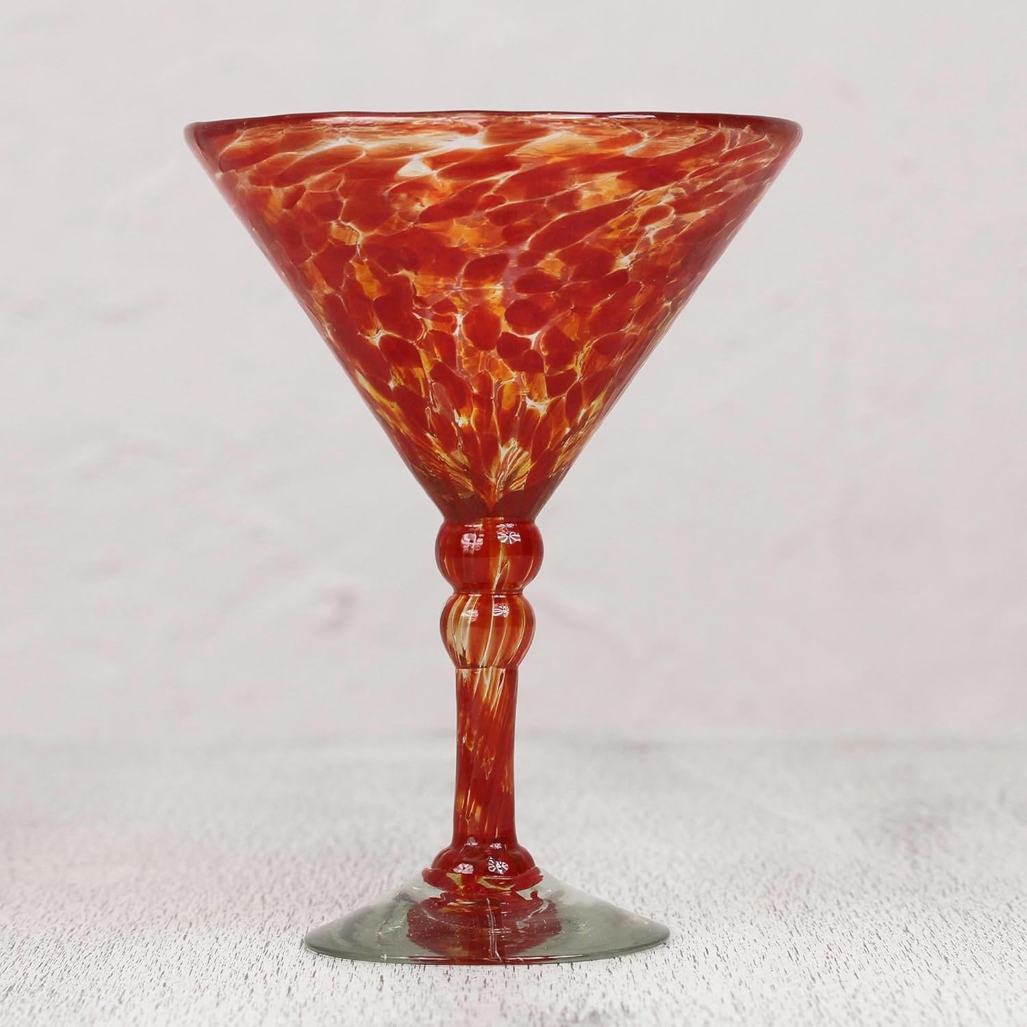 Martini glasses, 'Crimson Swirl Memoirs' (set of 6)