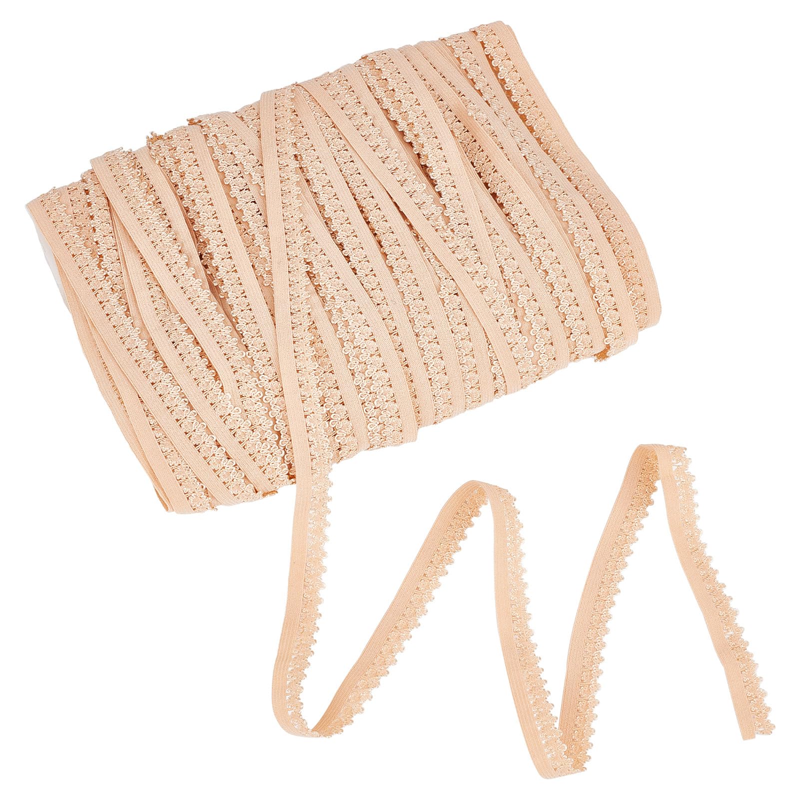 NICENEEDED 50 Yards Elastic Embroidery Strap, Embroidered Lace Sew on Trims