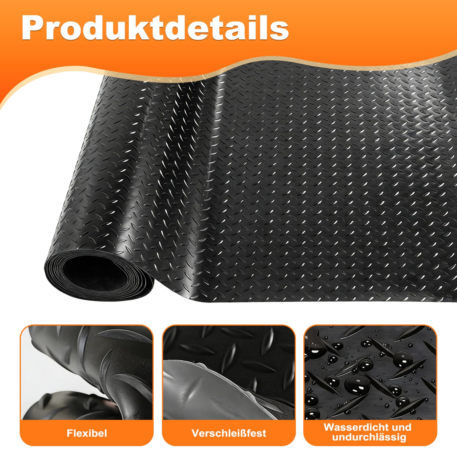Gummimatte 1m x 1.5m Bodenschutzmatte Antirutschmatte für Garage, Werkstatt, Keller – Hochwertige Gummiläufer mit Rutschfester Oberfläche, wasserfest und einfach zu reinigen