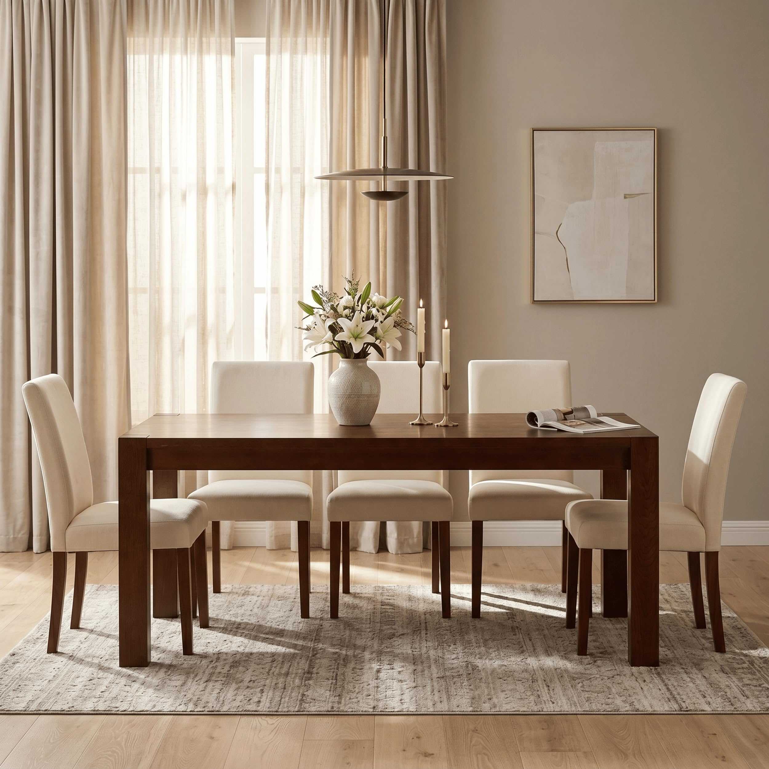Amazon.com - NTC Block 71 Inch Modern Farmhouse Dining Table
