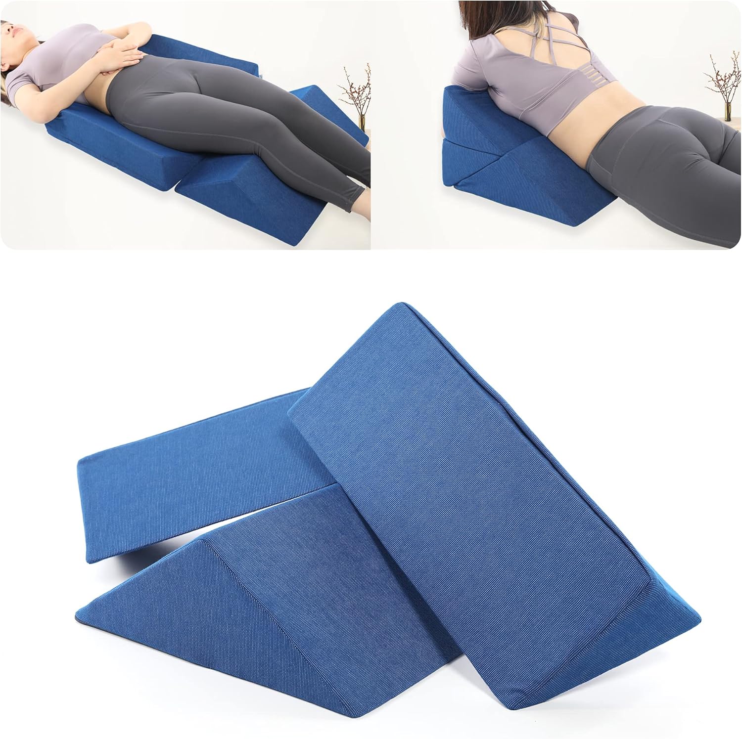 Fanwer 3 in 1 Wedge Pillow Set for After Surgery Position Wedge Pillow Bed Wedges & Body positioners for Leg Elevation, Sciatica, Pregnancy, Back, Leg and Knee Pain Relief（L） : Health & Household
