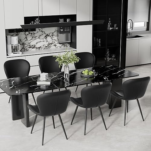 Miniatura 32 de Nalupatio Juego de 6 sillas de comedor, modernas sillas de comedor con respaldo cómodo, sillas de cocina tapizadas gruesas, 19 pulgadas de altura