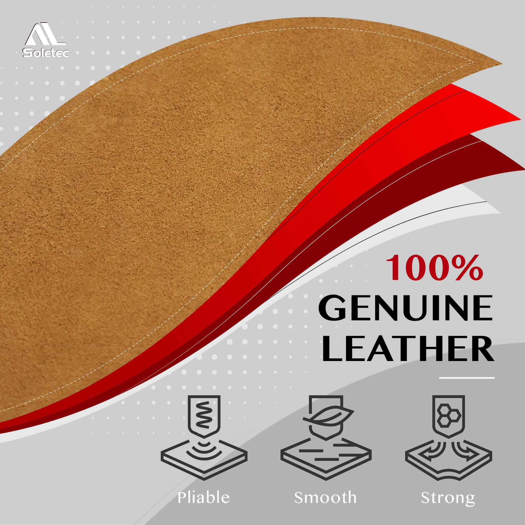 Soletec Suede Leather Square, Leather Sheet, Pre-Cut Pieces for Crafting Tooling, Sewing, Brown, 1.85mm, 14"x14" - Image 3