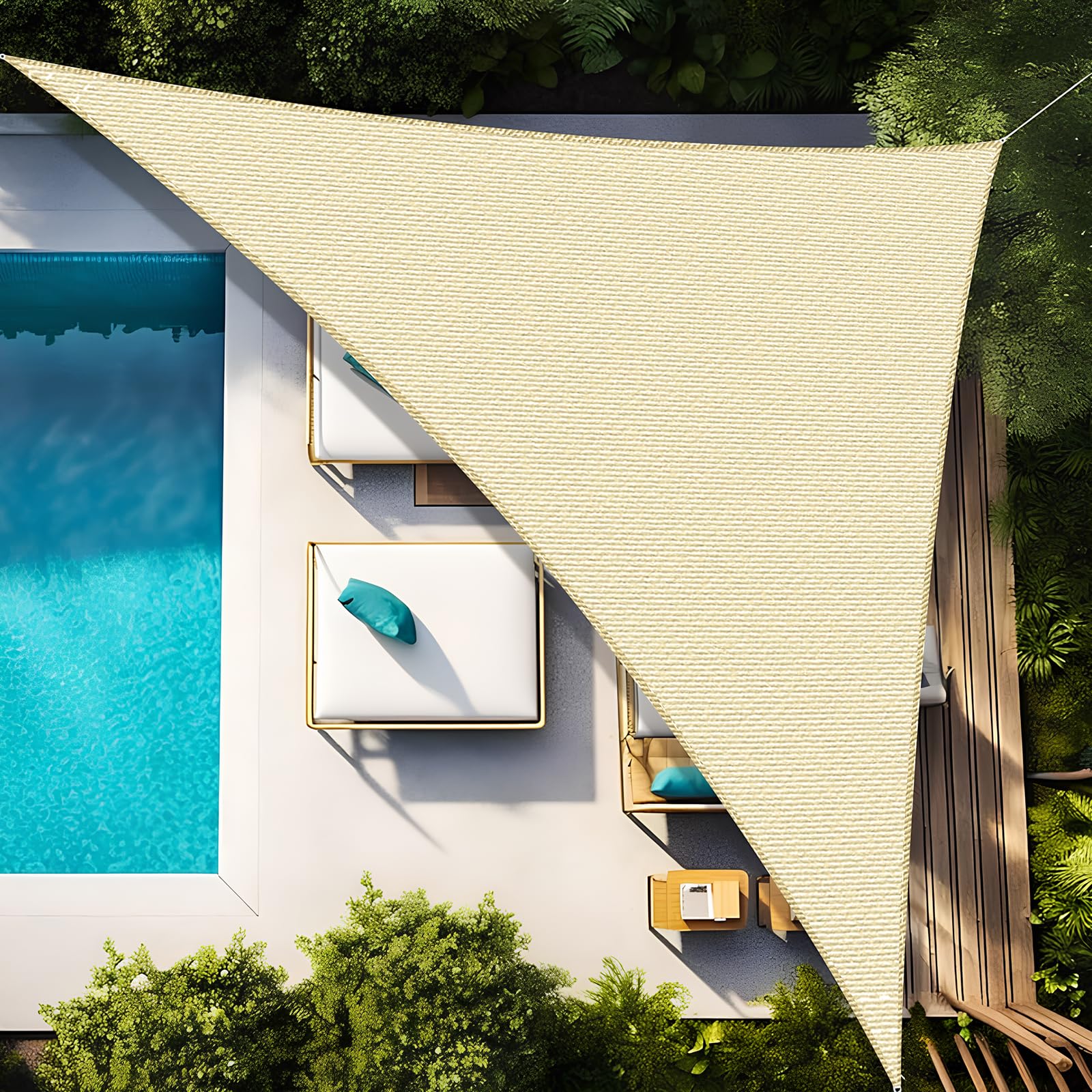 Voile d'ombrage imperméable triangle 4x4x4m contre chaleur et pluie