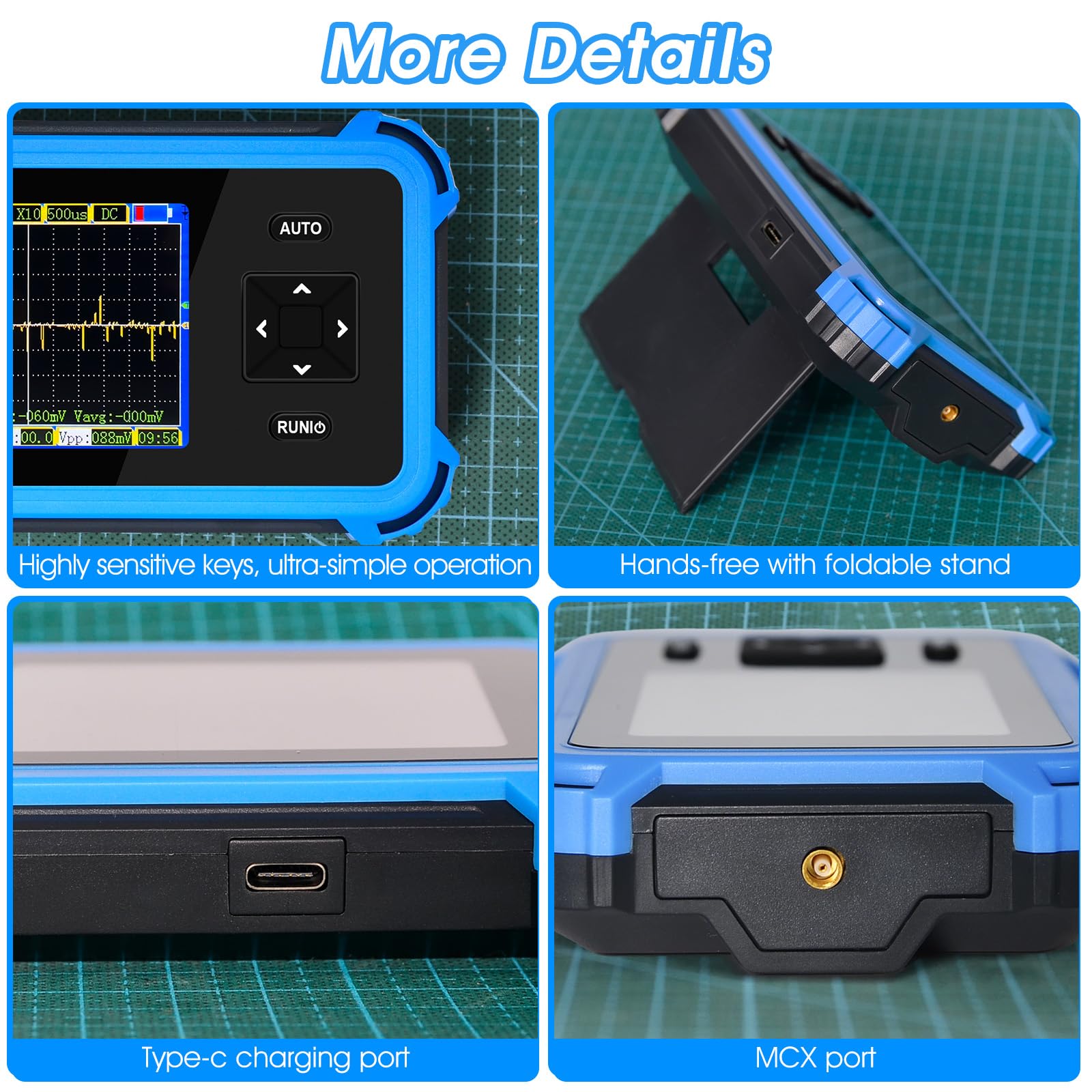 Handheld Oszilloskop für Einsteiger | AIOMEST Tragbares Mini Oszilloskop mit 1MHz Bandbreite & 8,33MS/s Abtastrate | ±400V Messbereich (800Vpp X10) | Für Kfz-Diagnose Elektronikbastler Schülerlabor