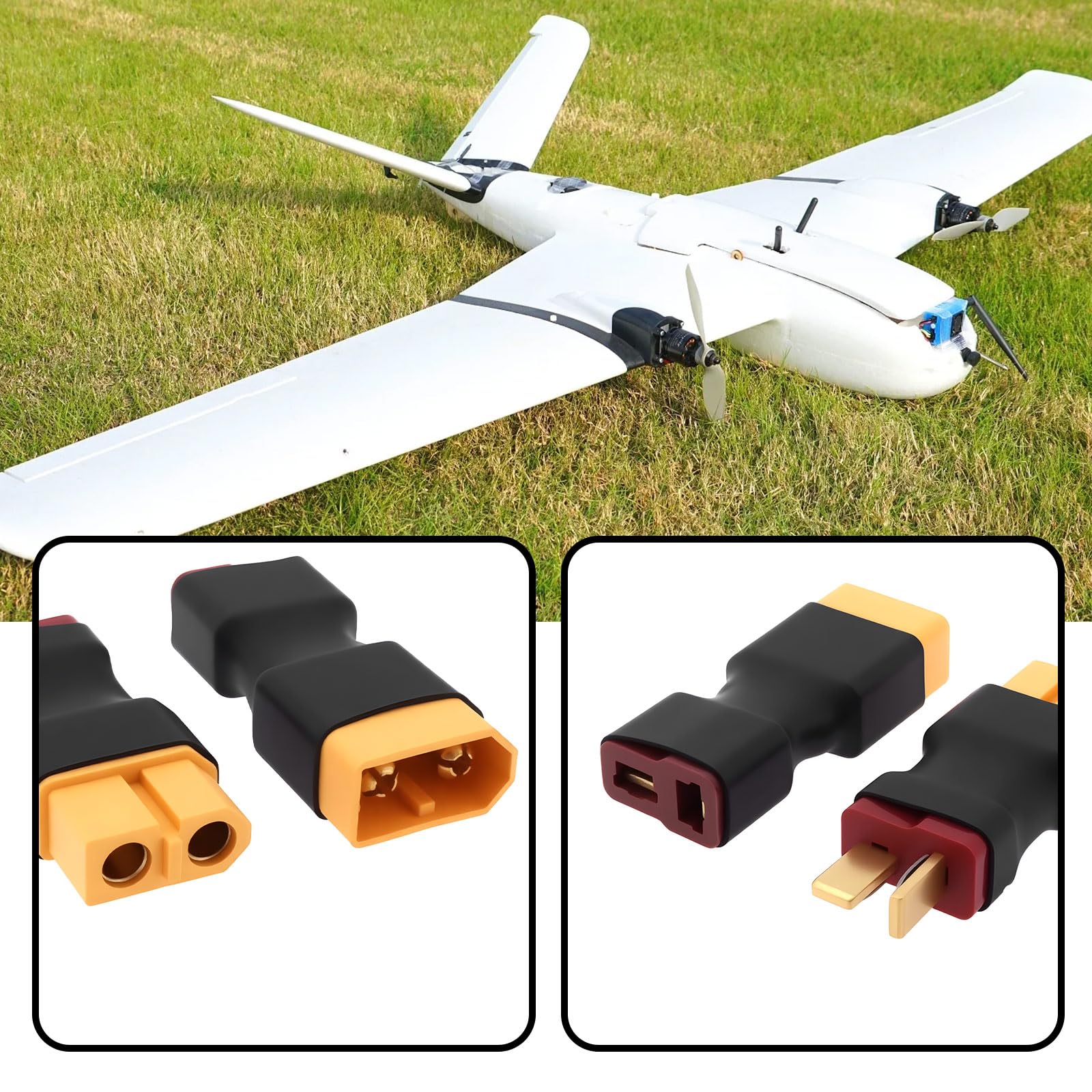 EMagTech Adaptador XT60 A Deans T – 4 Conectores Macho Y Hembra Sin Cables Para Drones RC Y Cargadores