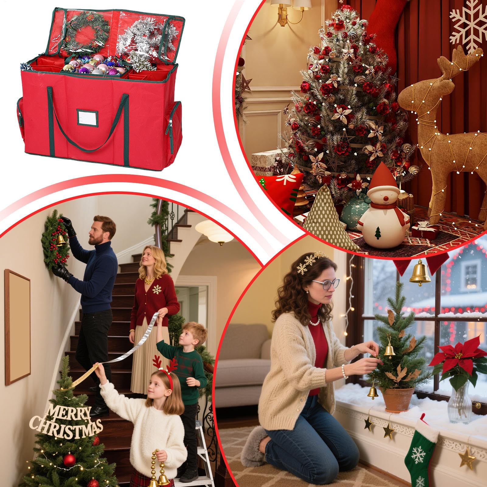 Generico Almacenamiento de Navidad - de Almacenamiento de Pierna | Grandes Bolsas para Decoración de Vacaciones - Bolsas para organizadores para Bolas Colgantes Figuritas Farol Apartamento