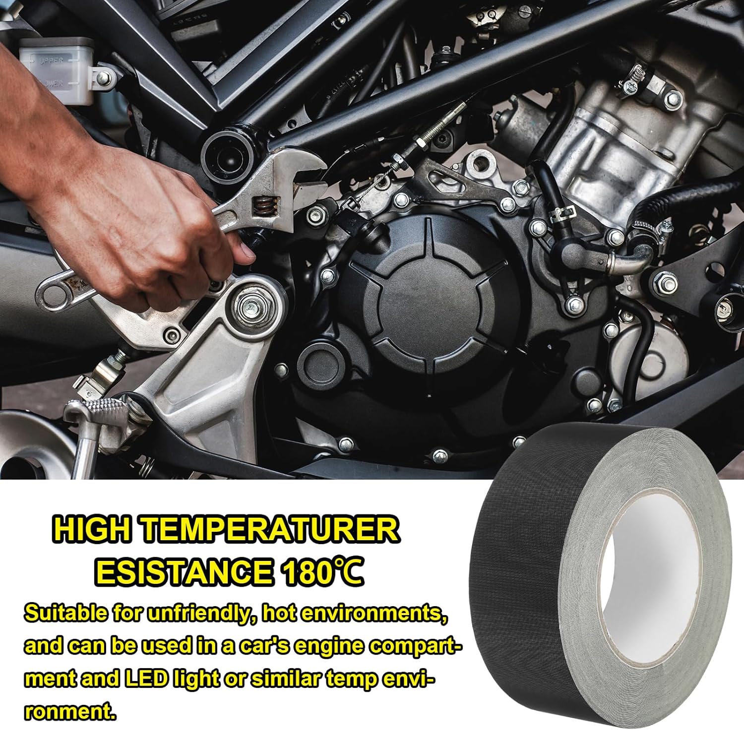 MECCANIXITY Insulating Acetate Cloth Adhesive Tape, 2in x 98ft Black Electrical Heat Resistant Fabric Tape with Paper for Laptop Electric Automotive Guitar Repair Wire Harness, 2Pcs