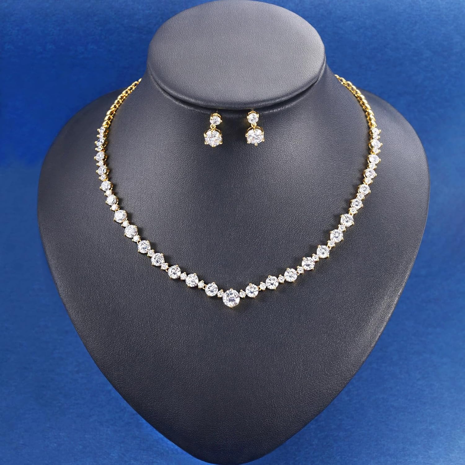Women's Bridal Jewelry Set for Wedding Brides Bridesmaids, Elegant Prom Costume Necklace and Earring Jewelry Set for Women Evening Wear