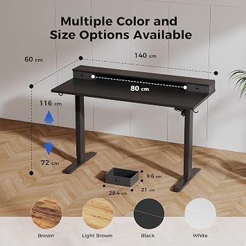 Agilestic Electric Adjustable Height Desk, with 2 Fabric Drawers, 140x60cm