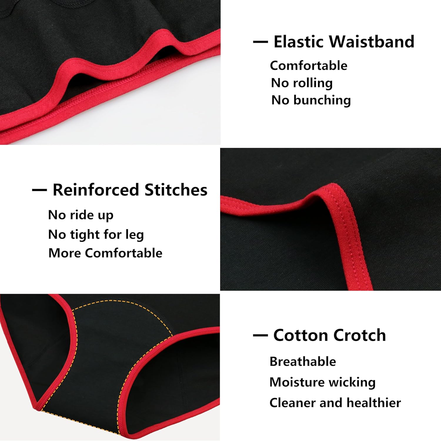 Nalwort Womens Period Underwear Menstrual Period Panties Postpartum Cotton Panties 5 Pack - Image 4