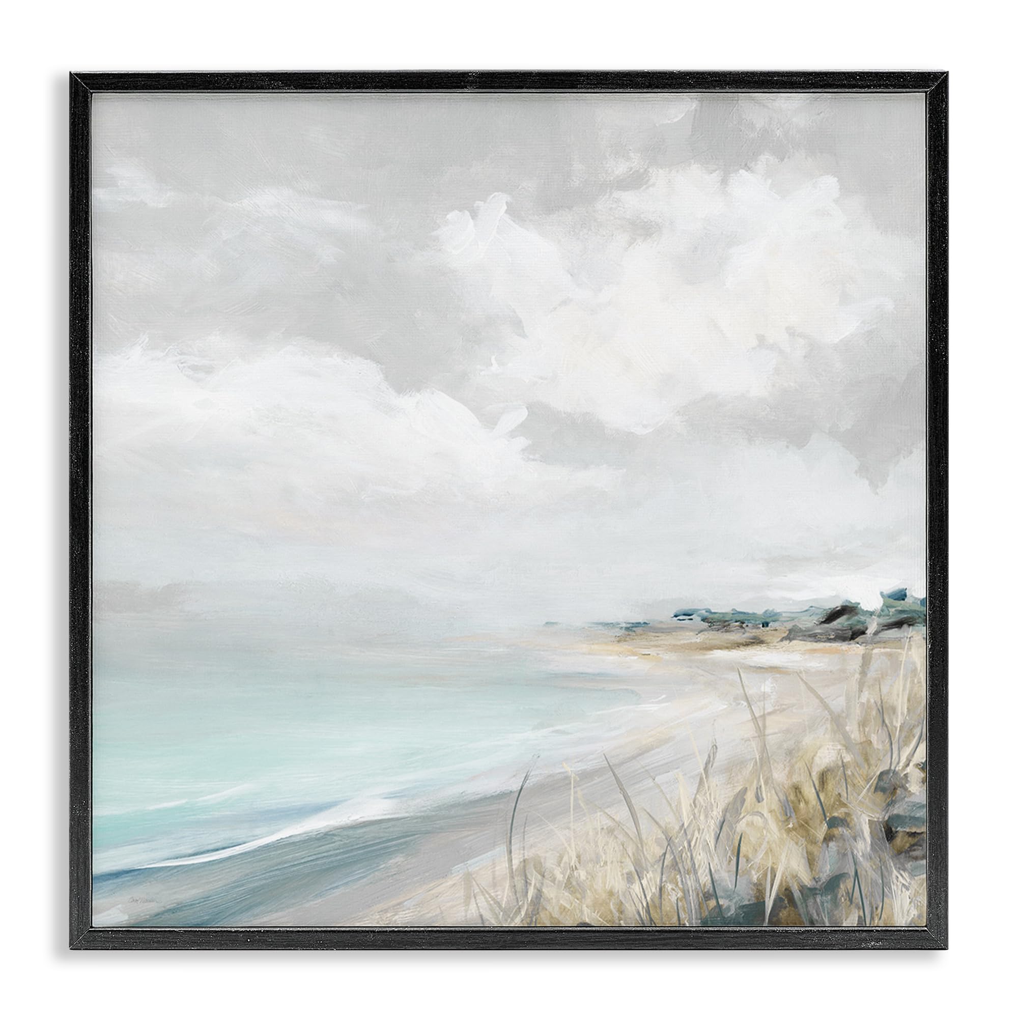 Stupell Industries Midnight Black (Textured) 'Coastal Morning By The Dunes'| Framed Giclee Art