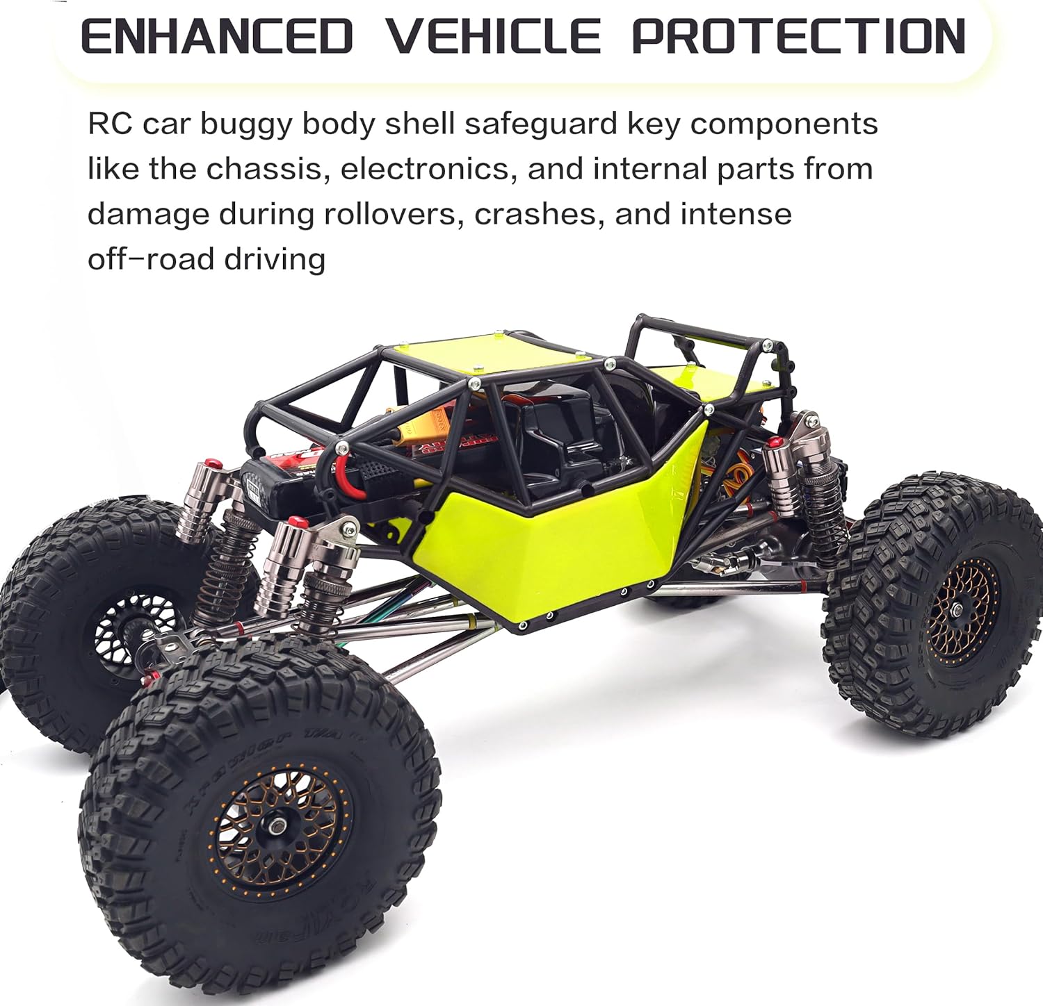 RC Roll Cage Rock Buggy Body Shell 1/10 Scale Nylon Rock Buggy Body Cage for Axial SCX10 SCX10 II, Durable RC Rock Crawler Upgrade(Green)