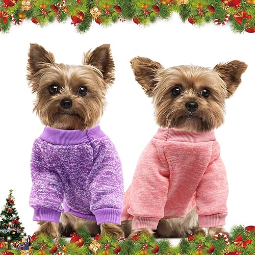 Miniatura 5 de HYLYUN Suéter de 4 piezas para perros pequeños  Suéter de punto clásico para perro, suave y grueso, cálido, camisa de invierno para cachorros, talla