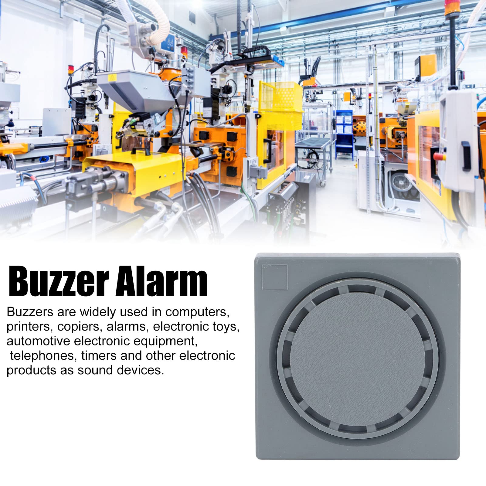 Panel Mounting Buzzer Alarm, 80*80mm Square Flush Mounting Electric Beep Sounder 85dB Continuous Sound Alarmer - Image 2