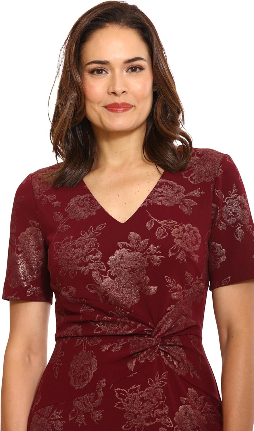 London Times Womens Elegant Short Sleeve V-Neck Dress with Flounce Hem Tier | Cocktail Dresses for Women - Image 5