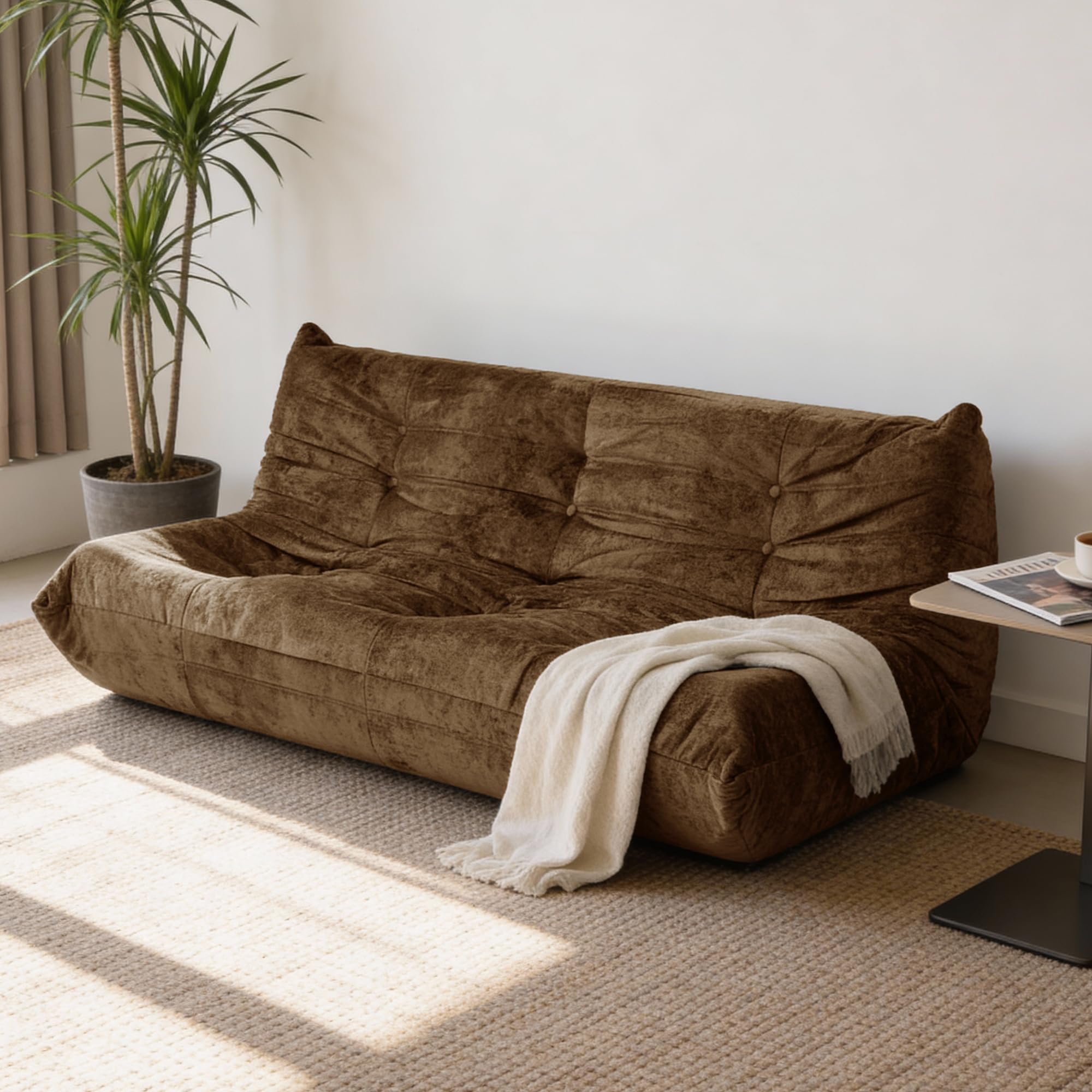 Upvilla Mid Century Armless Floor Sofa, weicher Boden-Lounge-Sessel, Schaumstoff-Sofa-Akzentstuhl für Wohnzimmer, Schlafzimmer und Büro