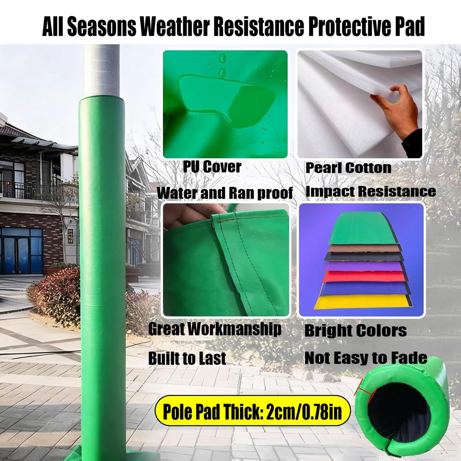 Genérico Acolchado Resistente para Postes de Aros de Baloncesto - Protección para columnas de Garaje, de 1,2 a 2,4 Metros de Altura, Ideal para gimnasios, canchas y Parques, Almohadilla Acolchada par