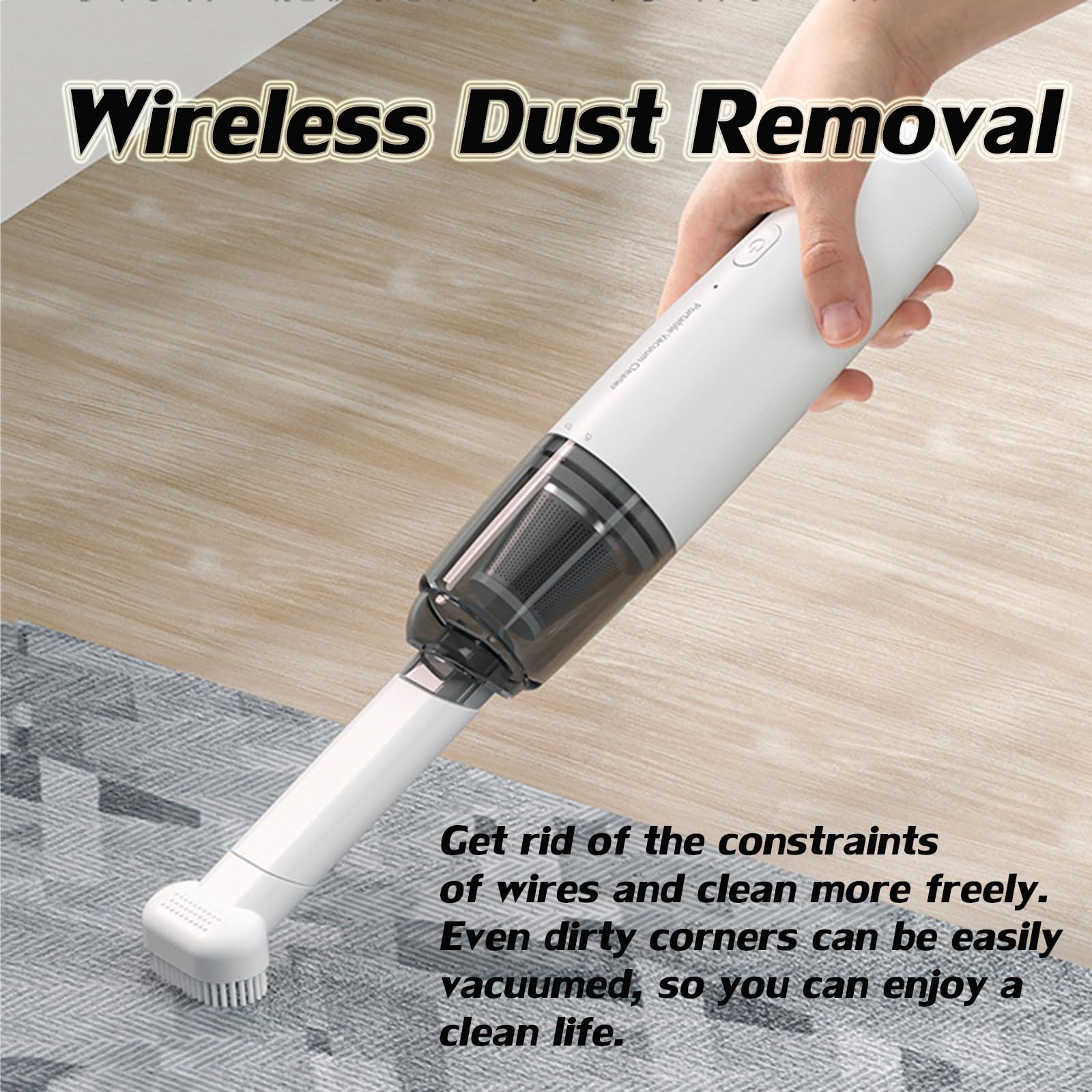 EOHMAK Car Vacuum Cleaner Portable Handheld Vacuums 4500PA Powerful Suction Cordless Wireless Vacuum Cleaners with 130ml Dust Collector Hand Held Vacuum for Car Home Office (White)