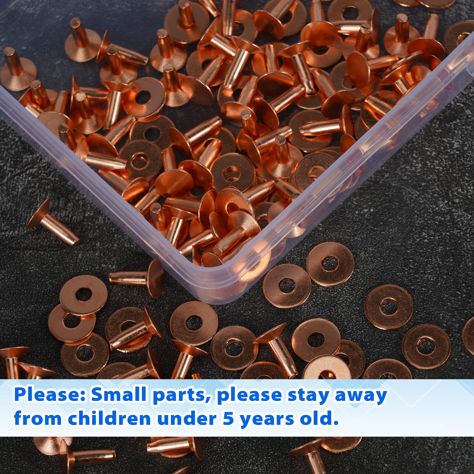 Leather Craft Copper Rivets Without Pattern #12 Smooth 154-Piece Copper ...