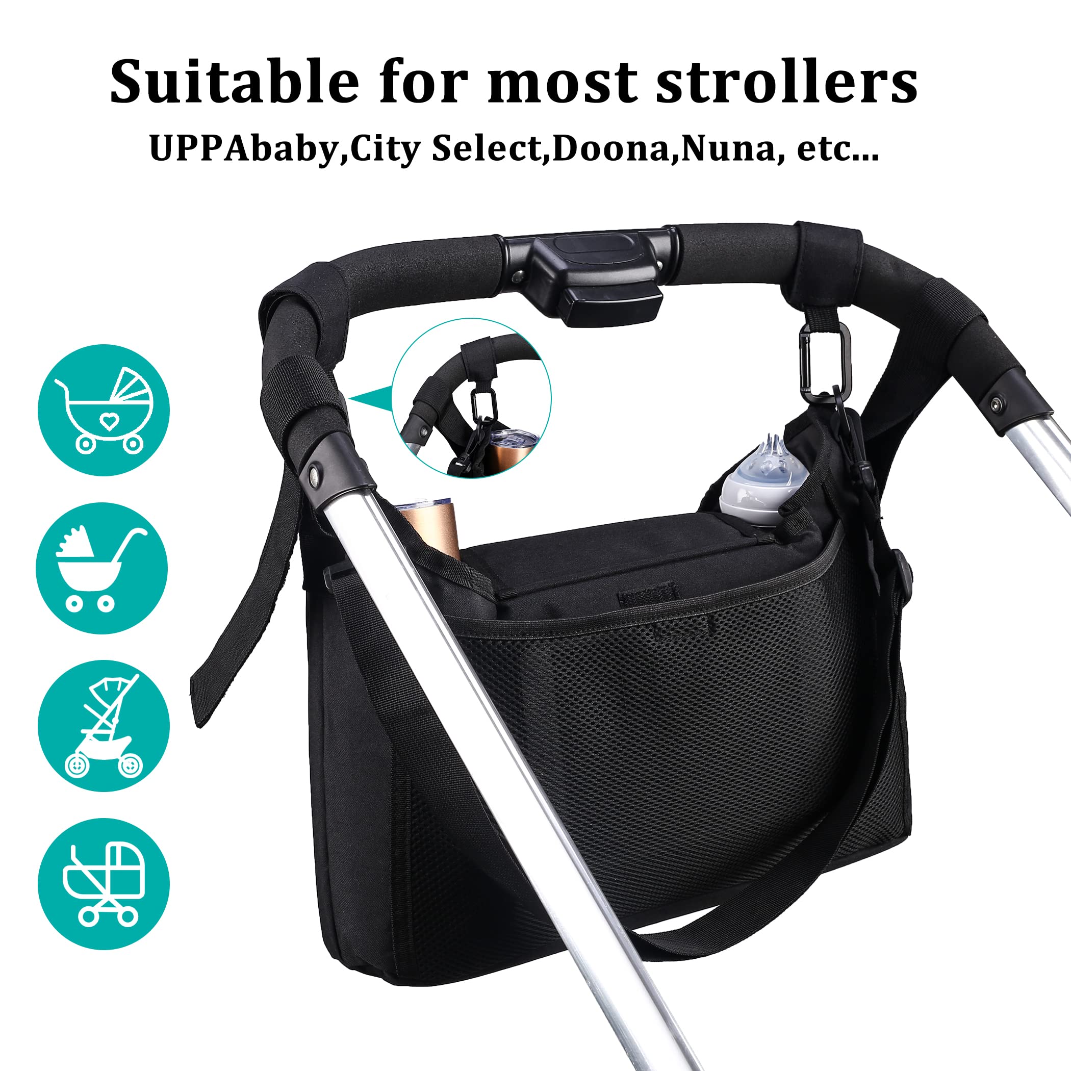 Suranew Kinderwagen Buggy Organizer Universal mit Isolierten Getränkehalter/Becherhalter (small)