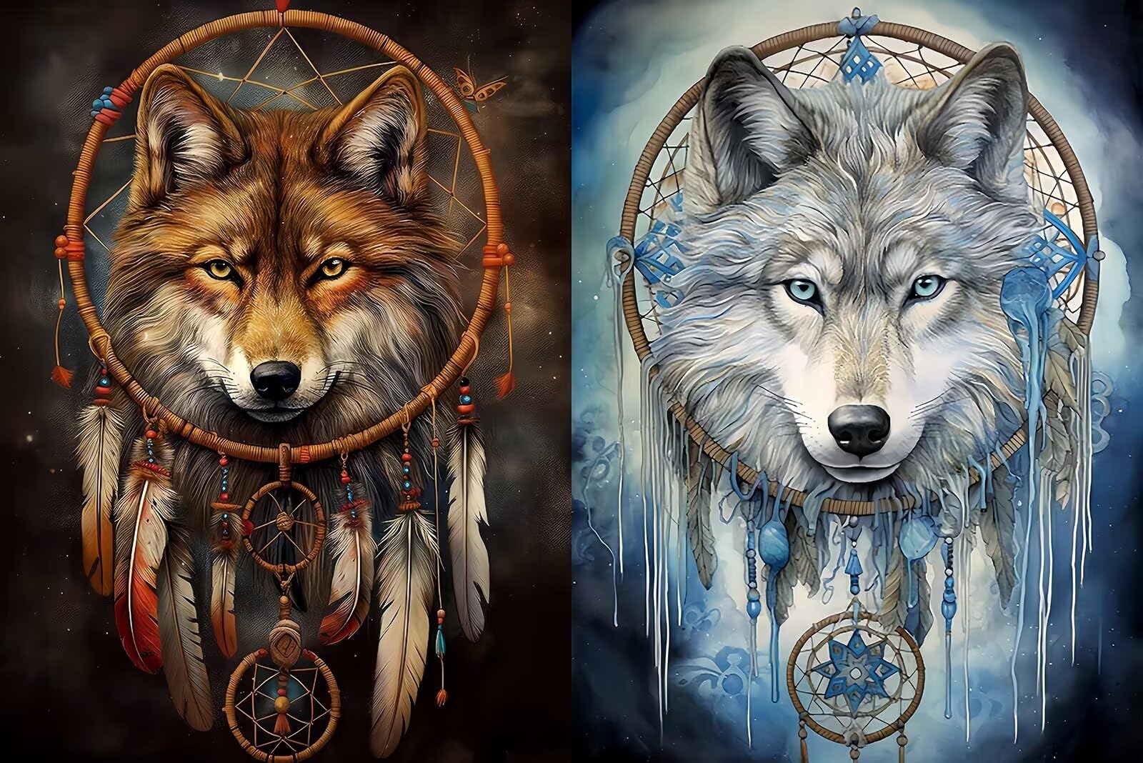 Tabeskly Women's O 2 Pack 5D Diamond Painting Kits For Adults Uk Wolf Jewel Bead Gem Crystal Crafts Creations Dimond Picture Art Kit Adults Full Drill Kids Girls Gift