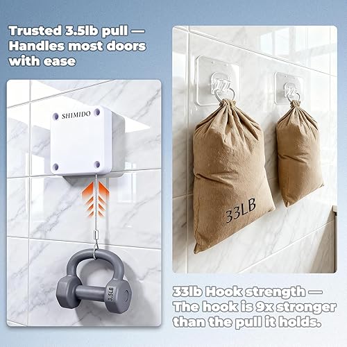 Miniatura 7 de Cierrapuertas automático mejorado sin perforaciones de 35.27 oz, cierre de puerta de tormenta, pantalla deslizante para puerta automática con cordón