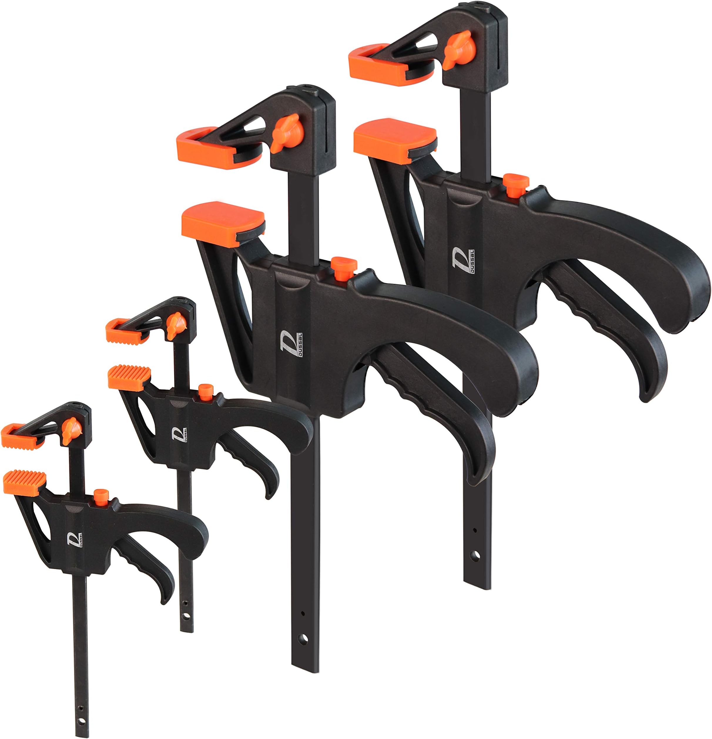 Quick Grip Clamps for Woodworking 2 Different Size Ratchet Bar Clamps 6 inch (2), 4-inch (2) One-Handed Clamps