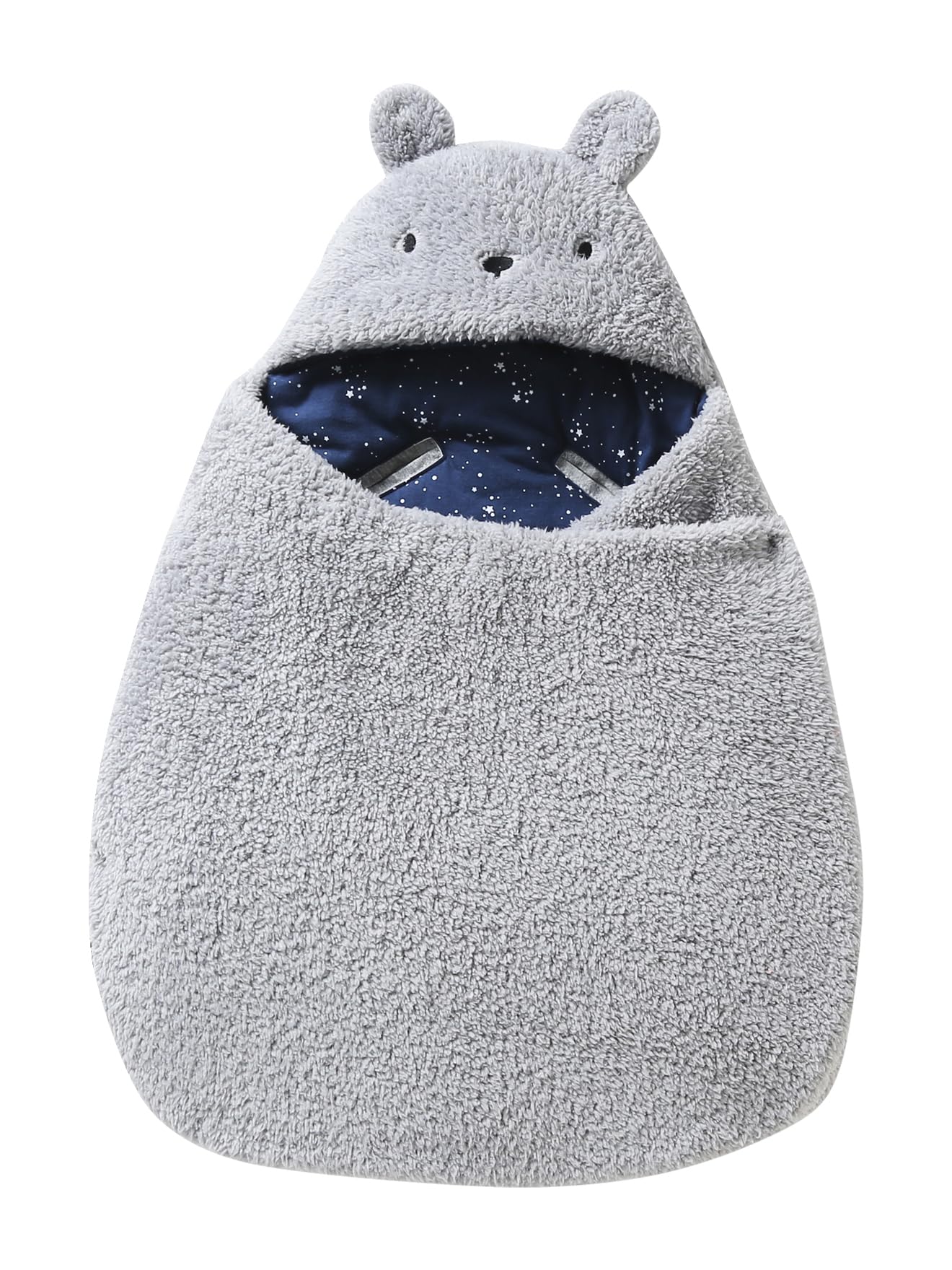 VERTBAUDET2-in-1 Baby Ausfahrsack/Wickelunterlage, Teddy Oeko-Texgrau