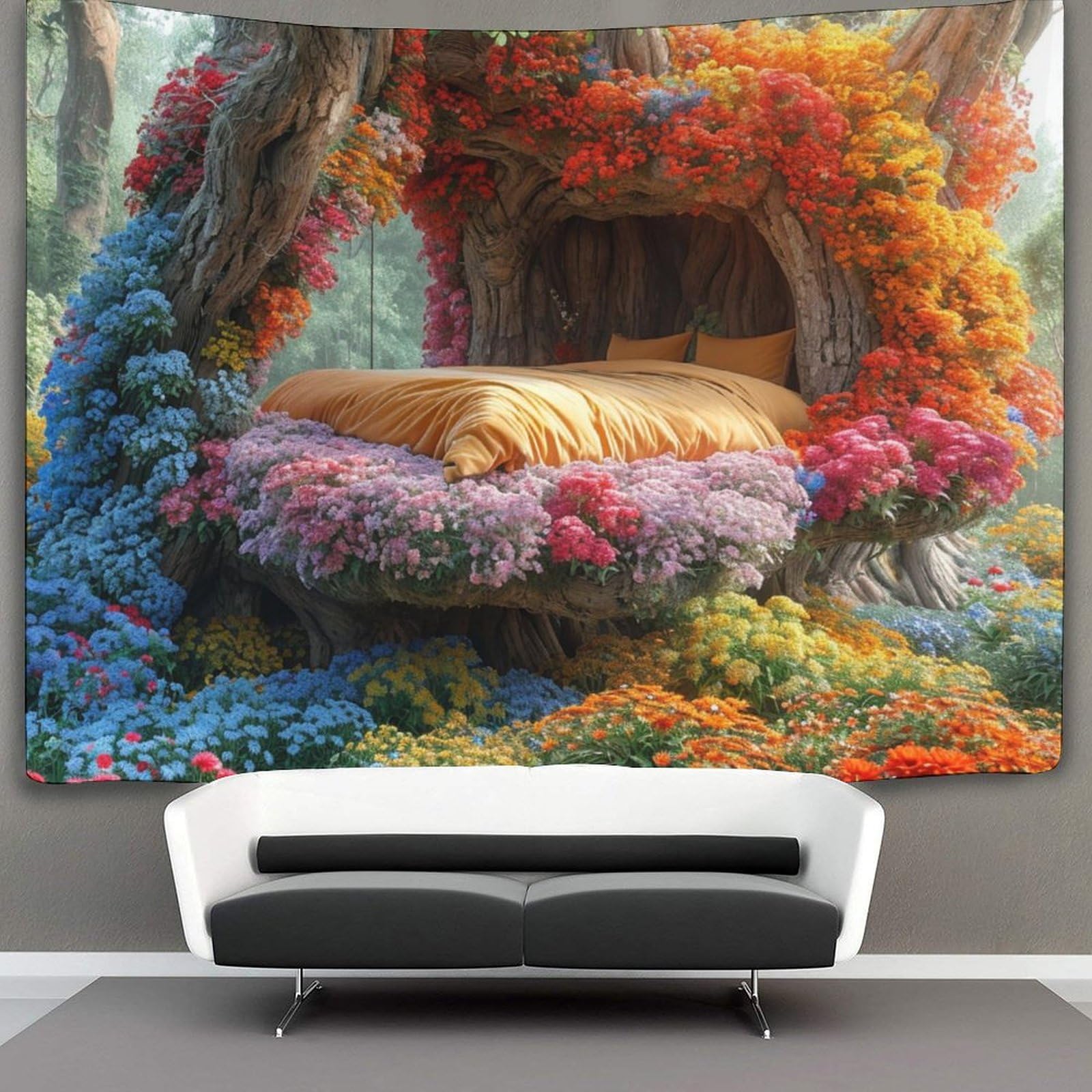 kaiyun Jungle Cabins Tapestry Bedroom Aesthetic Indie Wall Room Decor Bio Buildings Wall Hanging,Wall Art 70cmx100cm