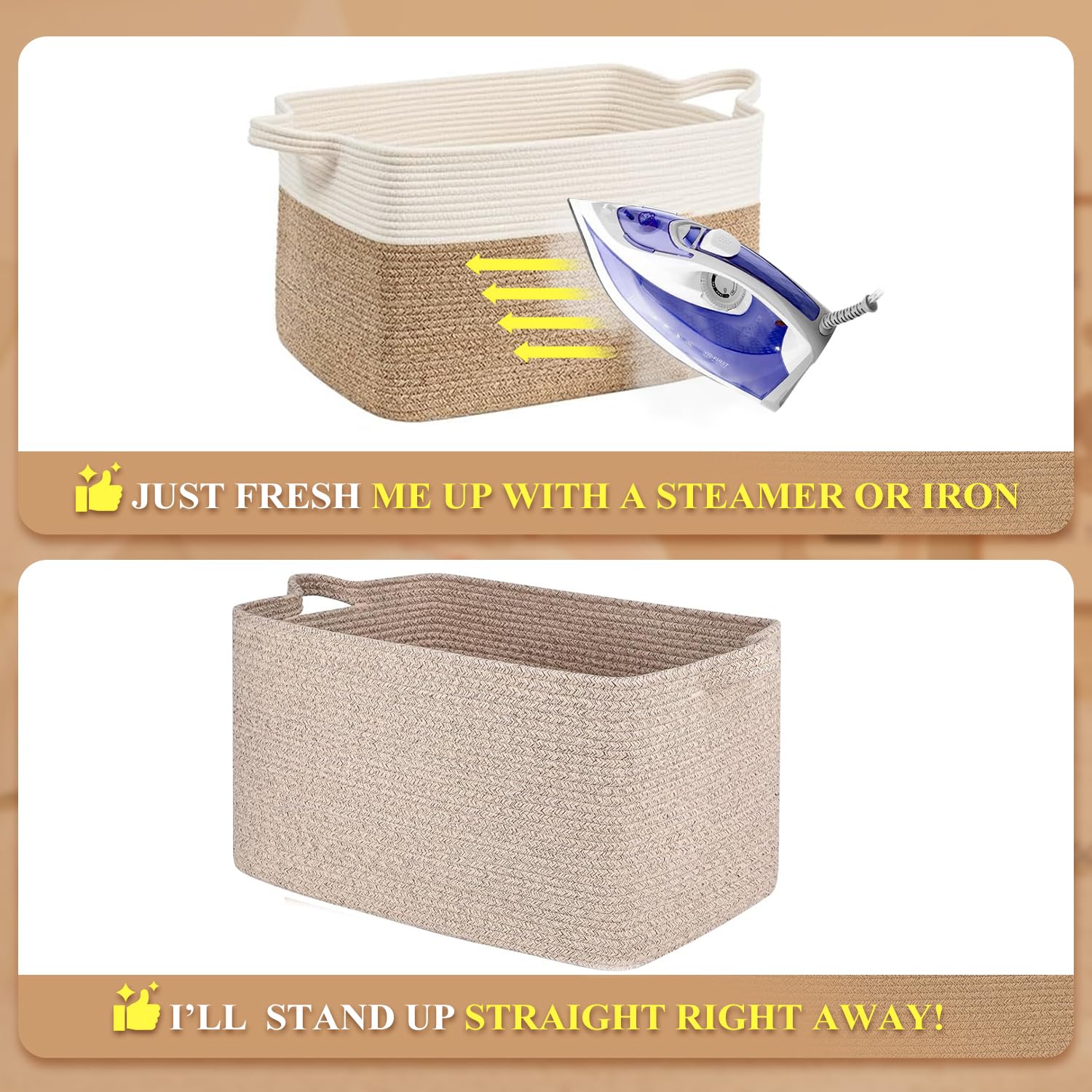 Esteopt Cestas de almacenamiento plegables extragrandes de 85 litros con asas, caja organizadora de tela resistente para juguetes, mantas, ropa de temporada, diseño plegable que ahorra espacio (60 x
