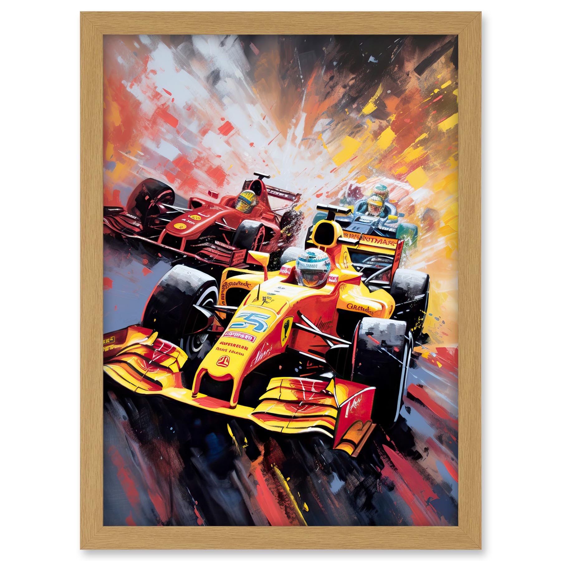Artery8 Grand Prix Championship Cars Racing on Track Artwork Framed A3 Wall Art Print