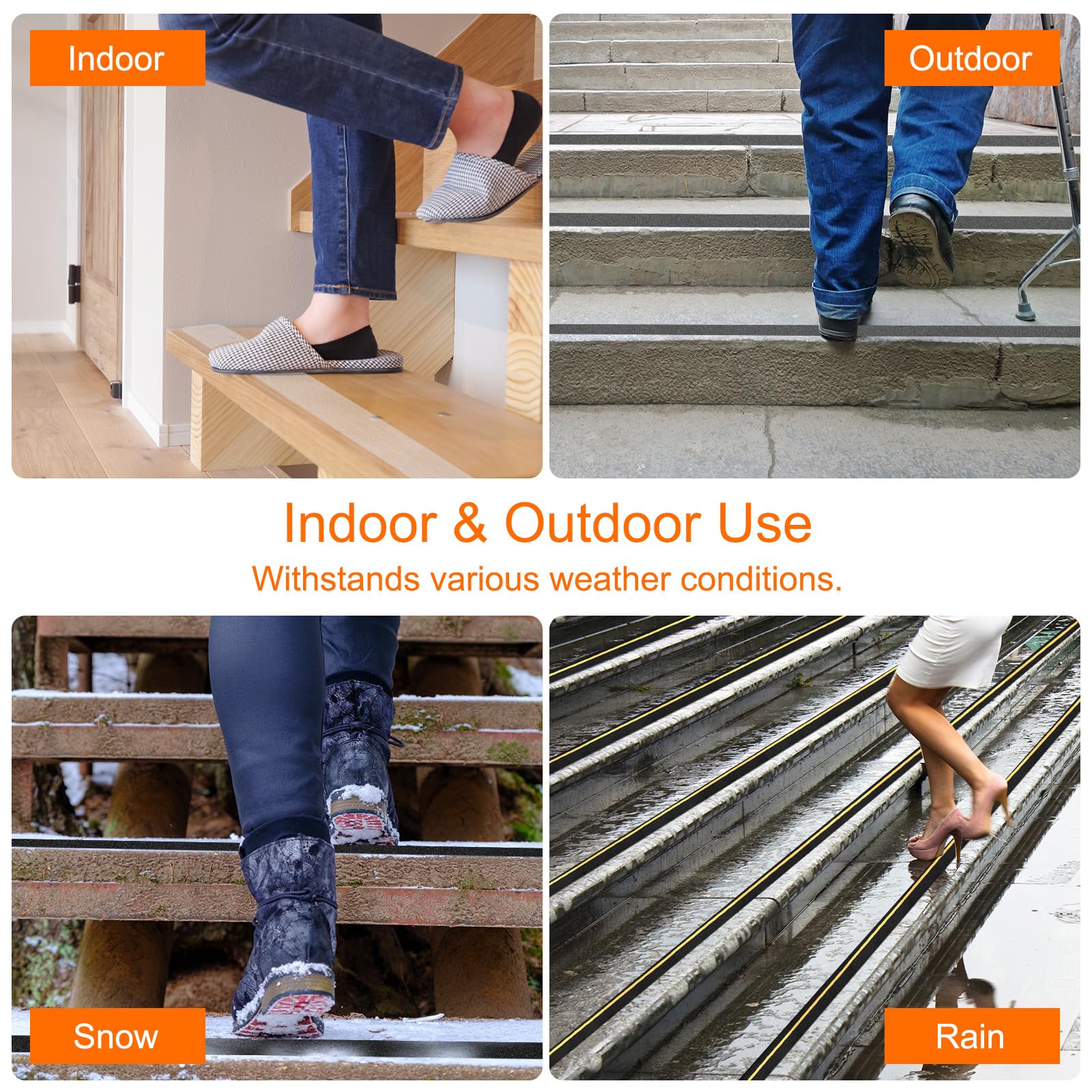 PATIKIL 15x81cm Cinta De Escalones Antideslizante Transparente Con Rodillo, 25 Paquetes De Tiras Autoadhesivas Antideslizantes Para Escalones De Madera