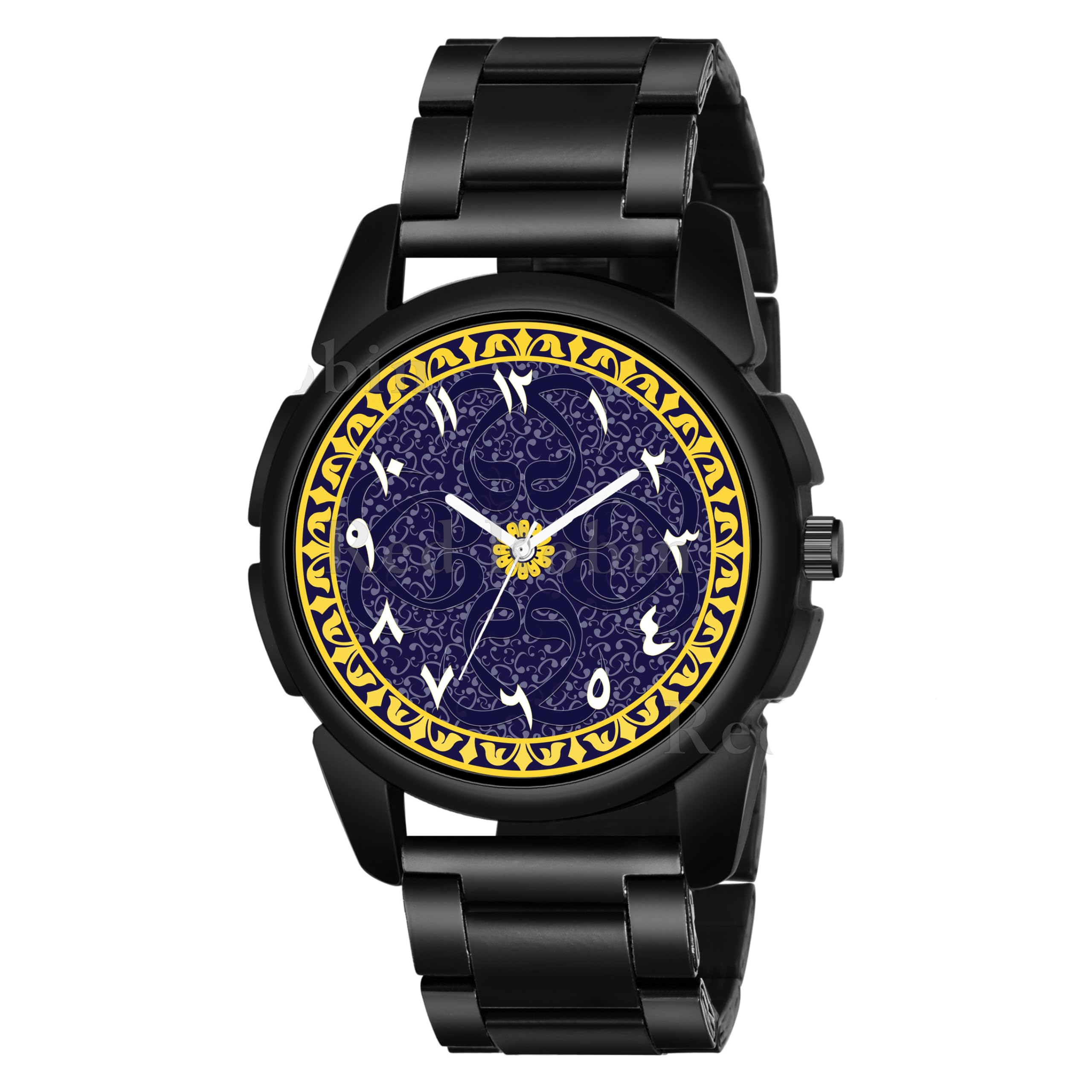 Analog Stylish Silicon Rubber Strap Wrist Watch for Men and Boys, Pack of 1 - NEWISLAMIC-J16-BLK-CDBLK