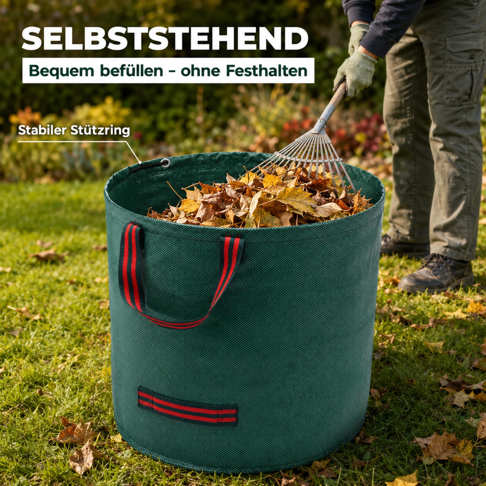 3 Stück Gartenabfallsack Verstärkung des Bodens und der Griffe