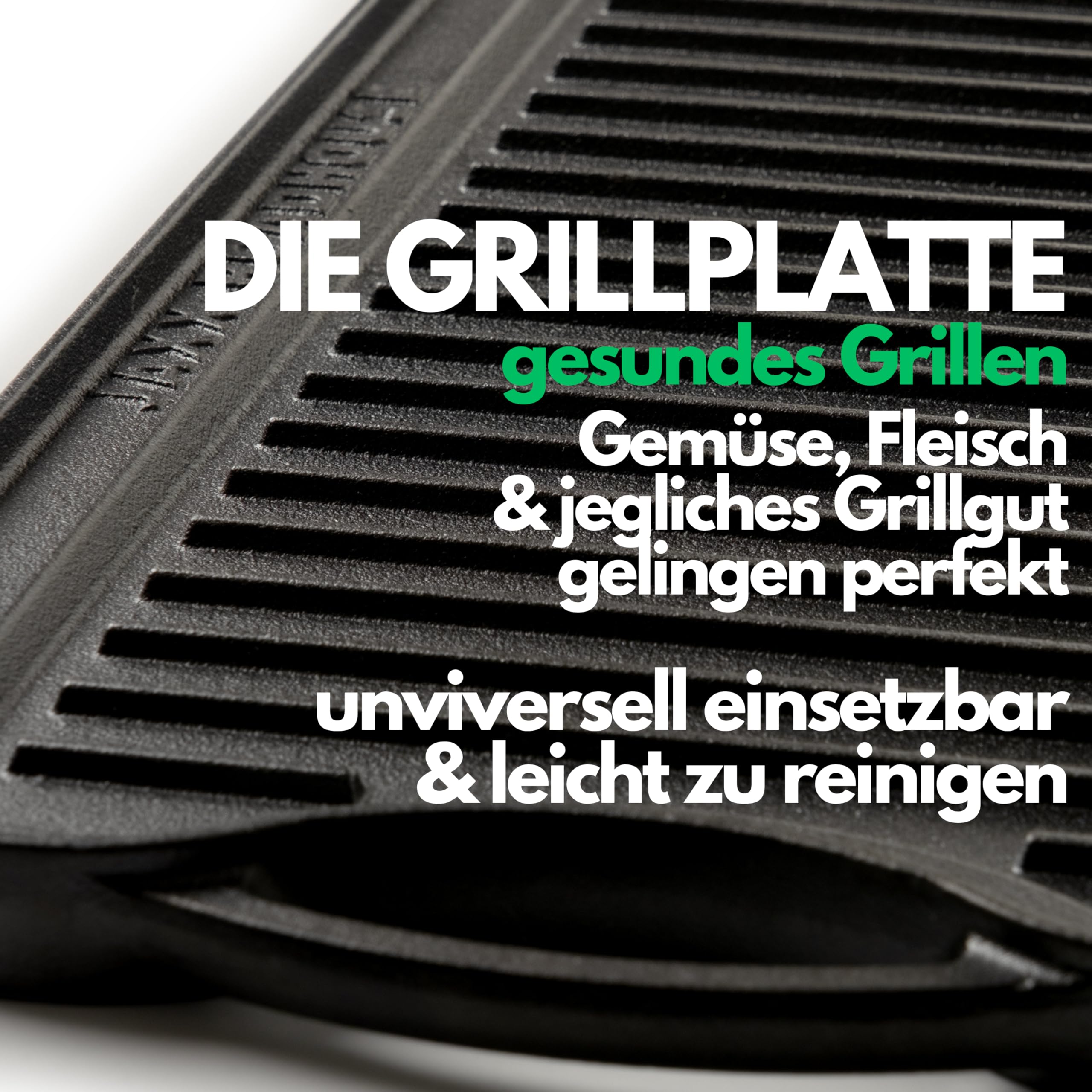 JAXX ROADHOUSE Piastra in ghisa | Piastra in ghisa da posizionare su barbecue a carbone/gas e forno e fornelli | Plancha, Teppanyaki, hamburger, verdure, 50,5 x 26 x 2,5 cm