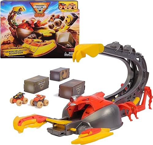 Monster Jam Mini set de juego El Toro Loco Venom Velocity Scorpion, 2 exclusivos camiones monstruos El Toro Loco y Max-D Monster Truck, juguetes
