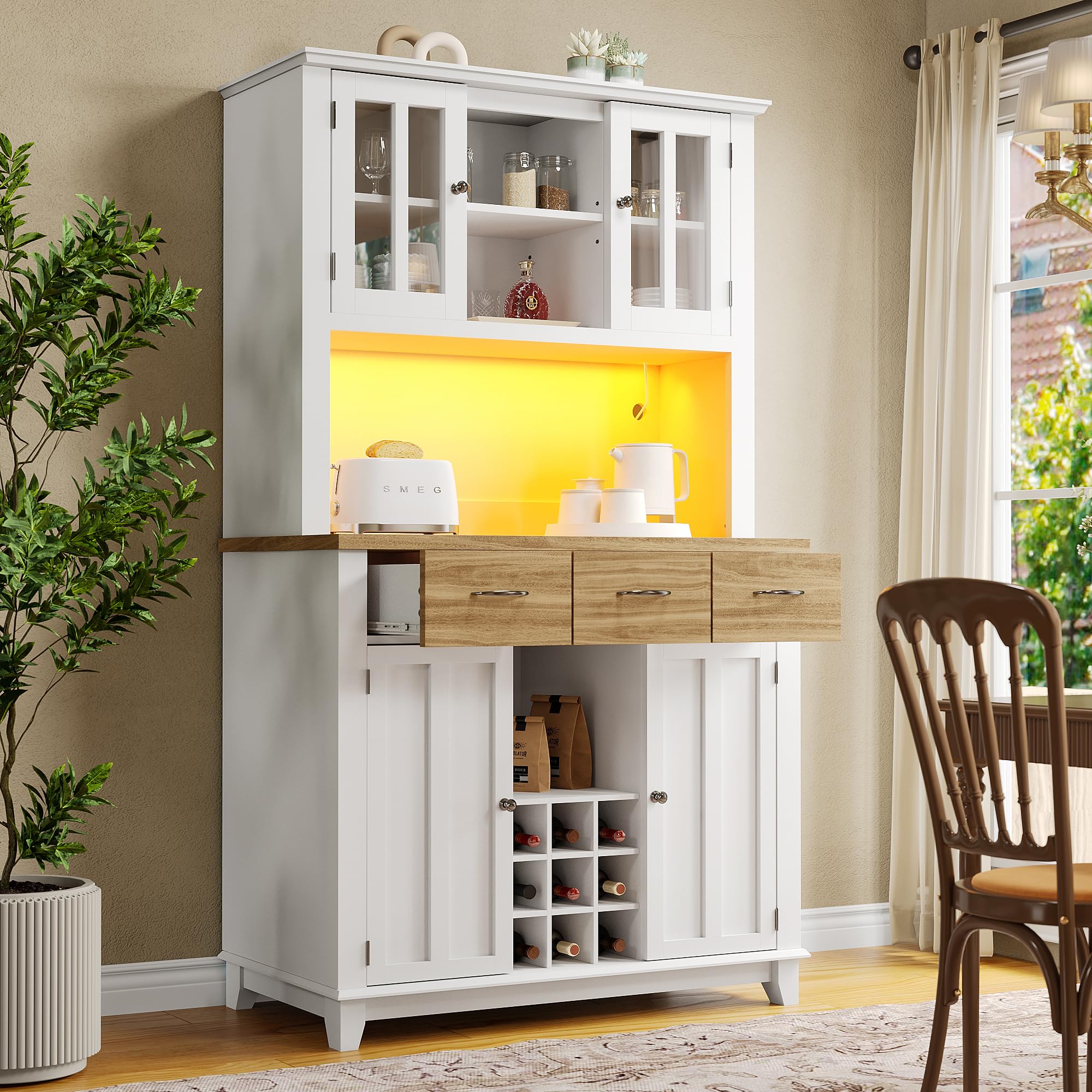 SONNI Credenza con 16 colori a luce LED mobile contenitore lucido