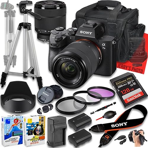 Sony a7 III Mirrorless Camera with FE 28-70mm f/3.5-5.6 OSS Lens + 128 GB Memory + Extra Battery + Camera Case + Tripod + More (22pc Bundle)