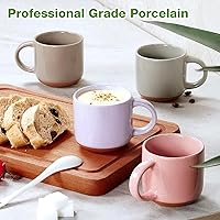 Vista 6 de Juego de 6 mini tazas de café de cerámica de 5 onzas con asa, tazas de café de porcelana Demitasse, tazas de café de color blanco, aptas
