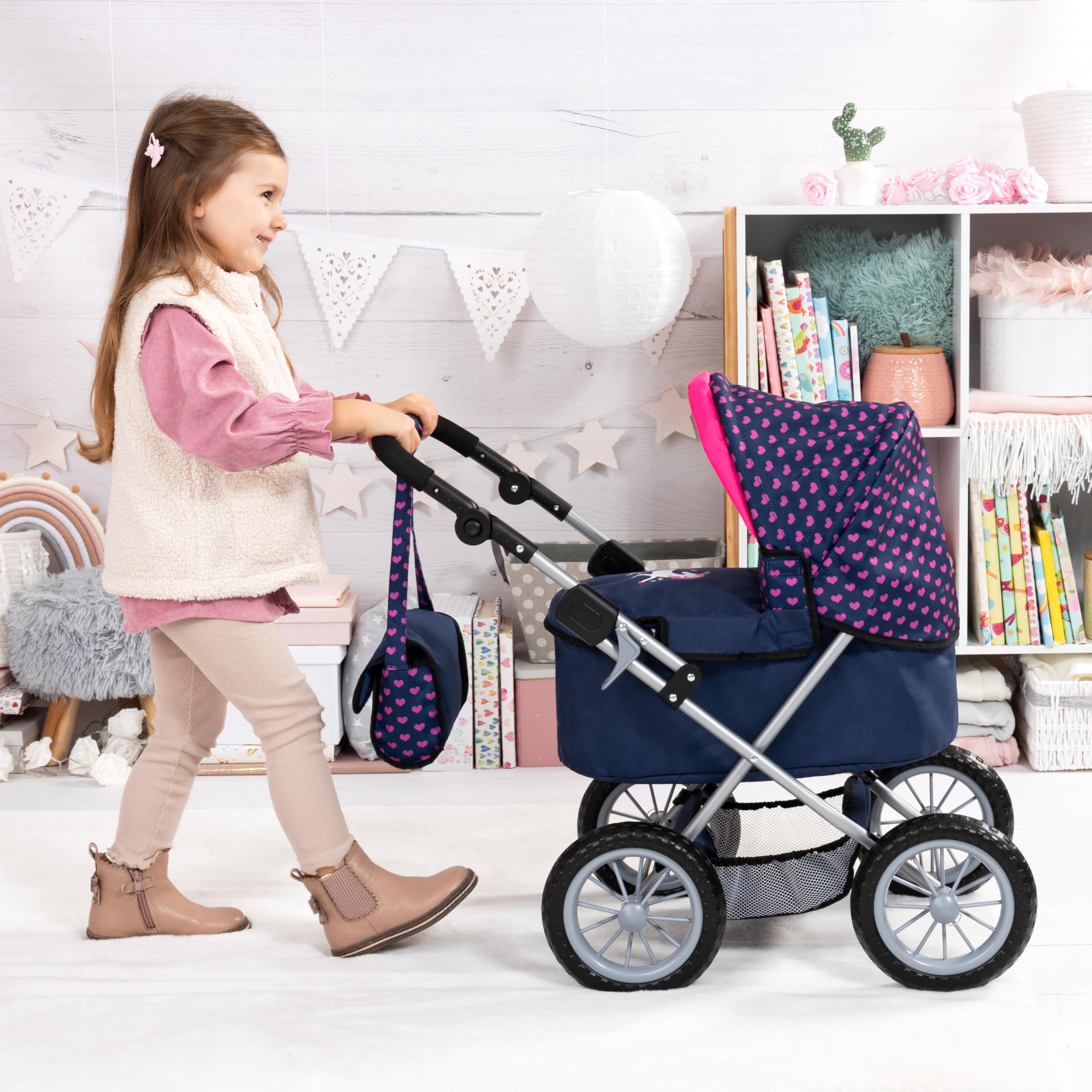 Bayer Design 13654AA Poppenwagen City Star, opvouwbaar, verat, afneestelbaar handvmbare reiswieg, converteerbaar