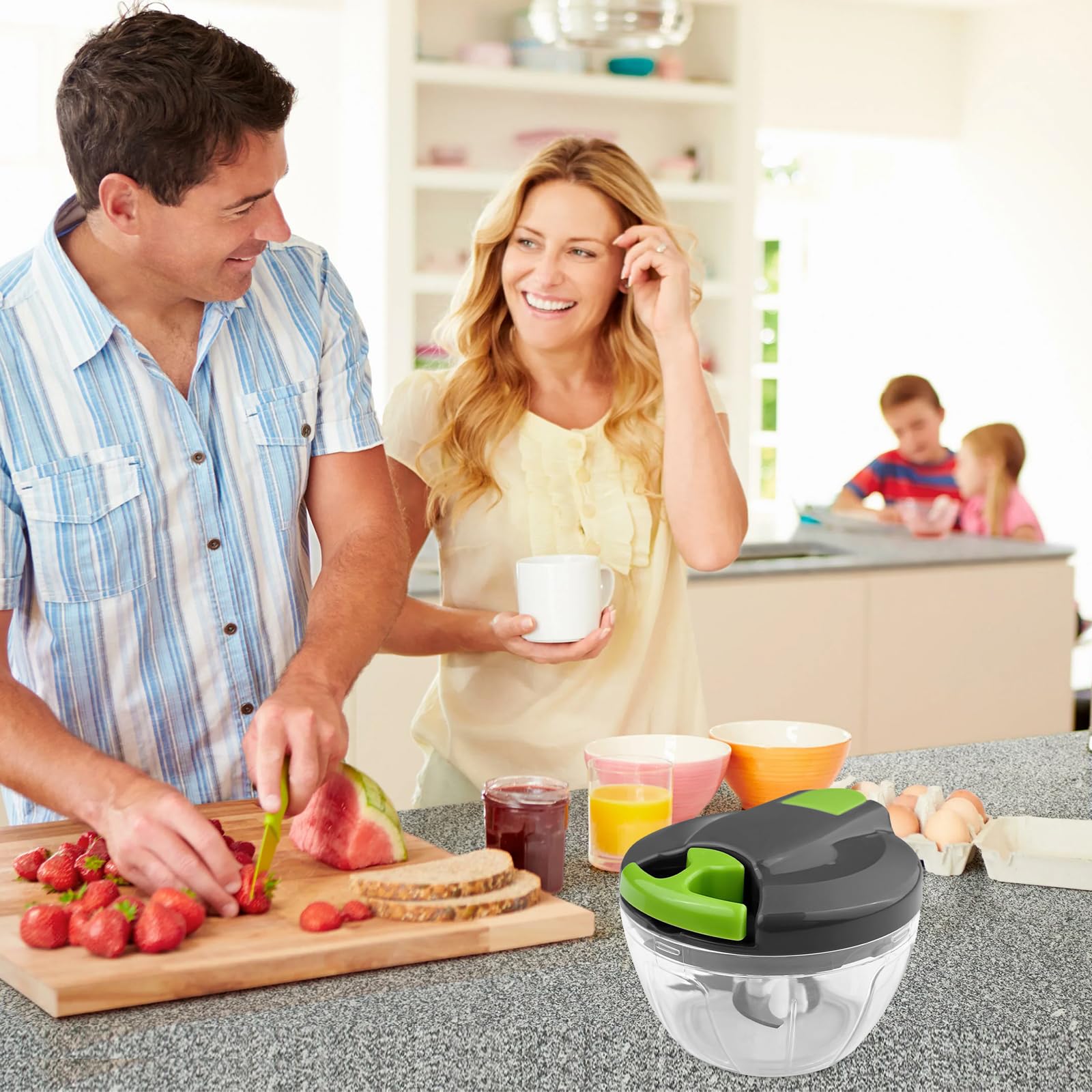 Tritatutto Manuale A Corda Ghazpmuk - Piccolo, Con 3 Lame, Per Cucina E Viaggio - Foto 4