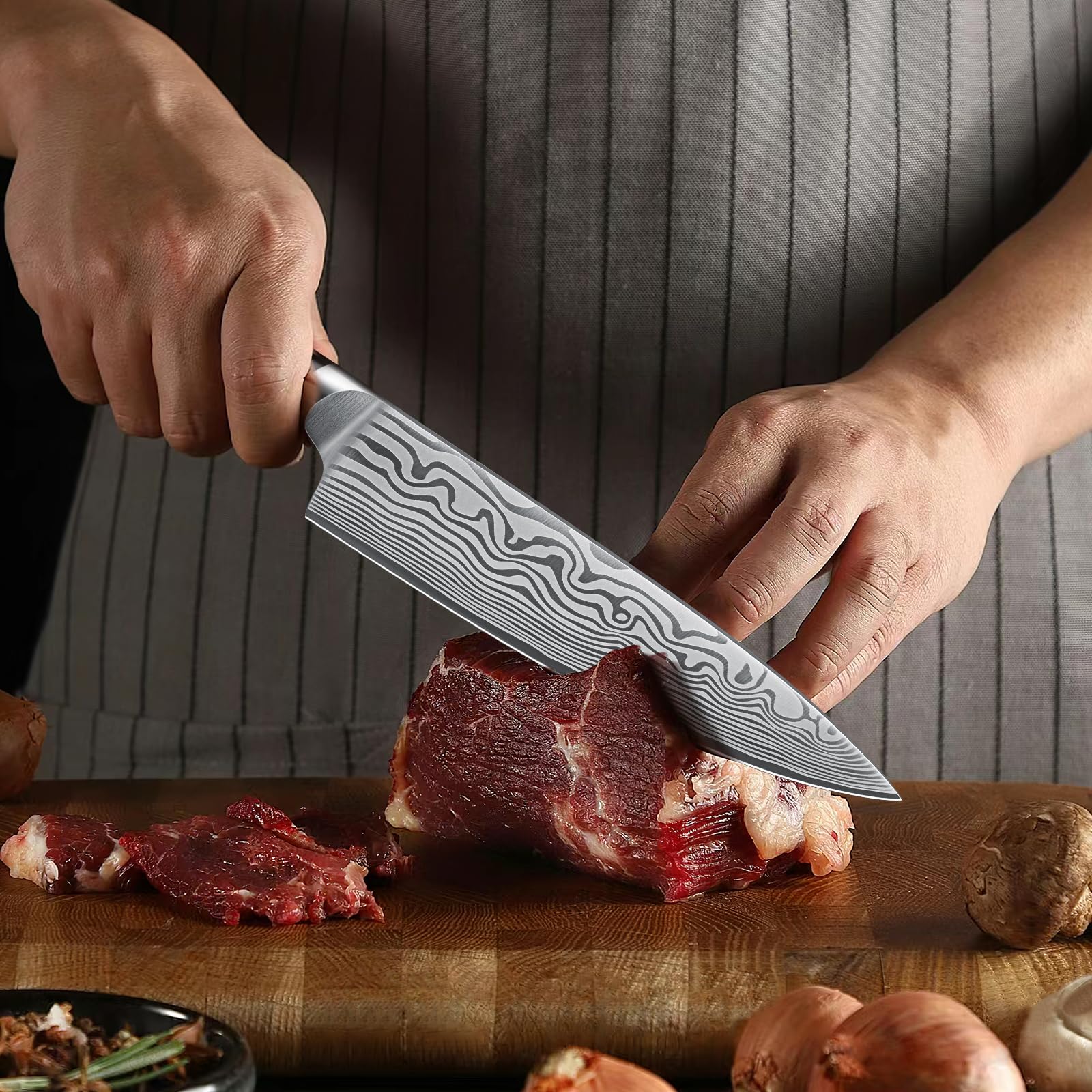 HOSHANHO Coltello da Chef 20 cm Acciaio a Polvere Giapponese Impugnatura Ergonomica Pakkawood