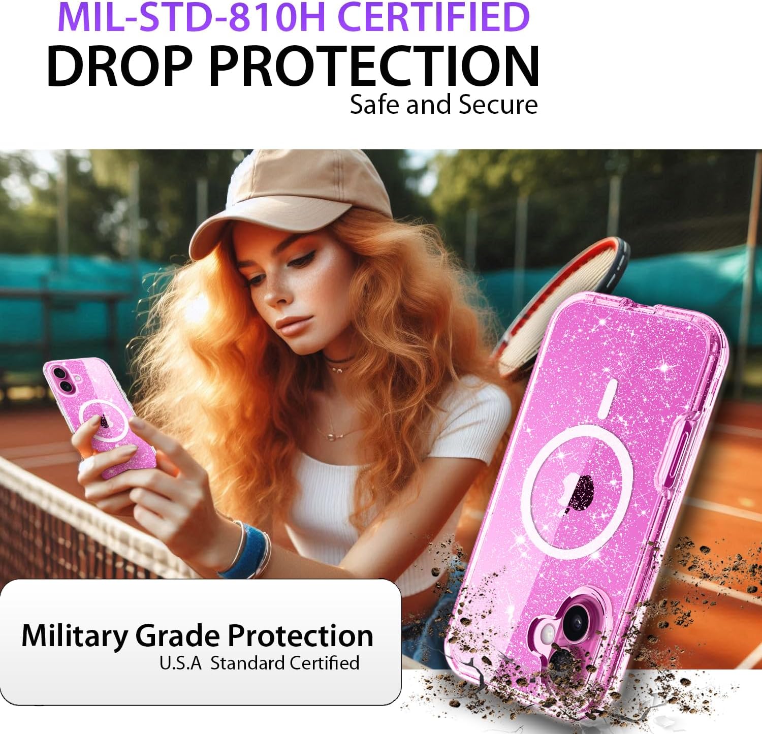 Coolwee Full Protective for iPhone 16 Case, Compatible with MagSafe, Cute for Women Girls, Hybrid 3 Layers Heavy Duty Rugged Shockproof for iPhone 16 Case Glitter Crystal Clear Bling - Image 3