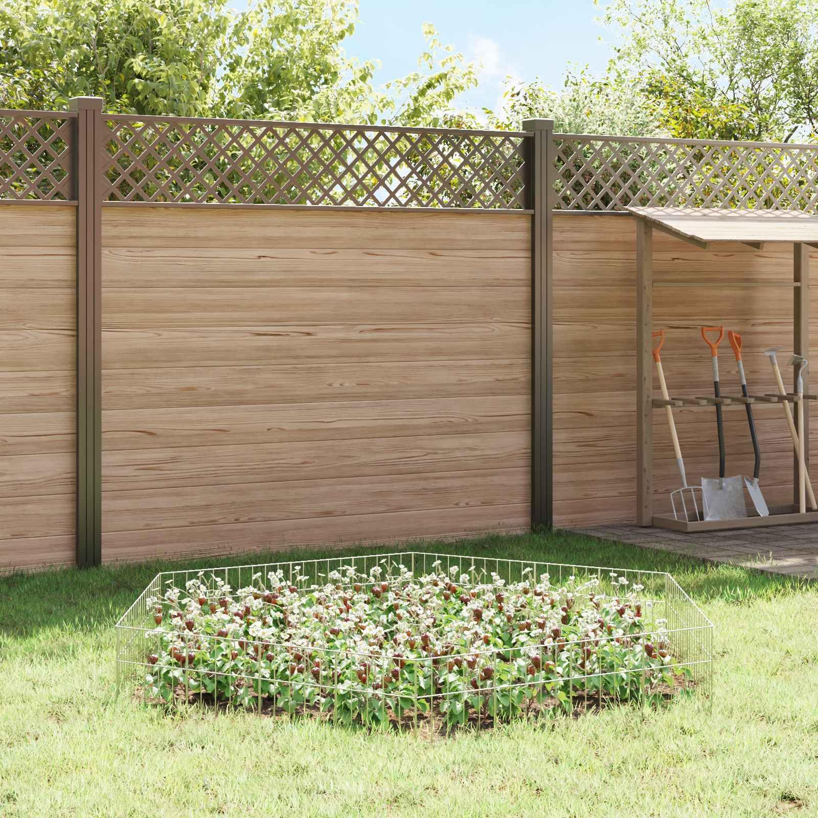 Panneau clôture jardin 12 pcs acier galvanisé argenté 25 x 30 cm grillage rigide barrière séparation extérieur terrasse balcon piscine