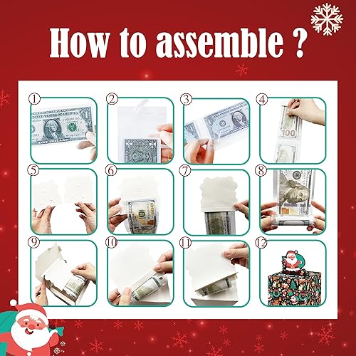 Miniatura 10 de Caja de dinero sorpresa rosa para regalo, caja de dinero de feliz cumpleaños para dinero en efectivo, incluye tarjeta de feliz cumpleaños y 35