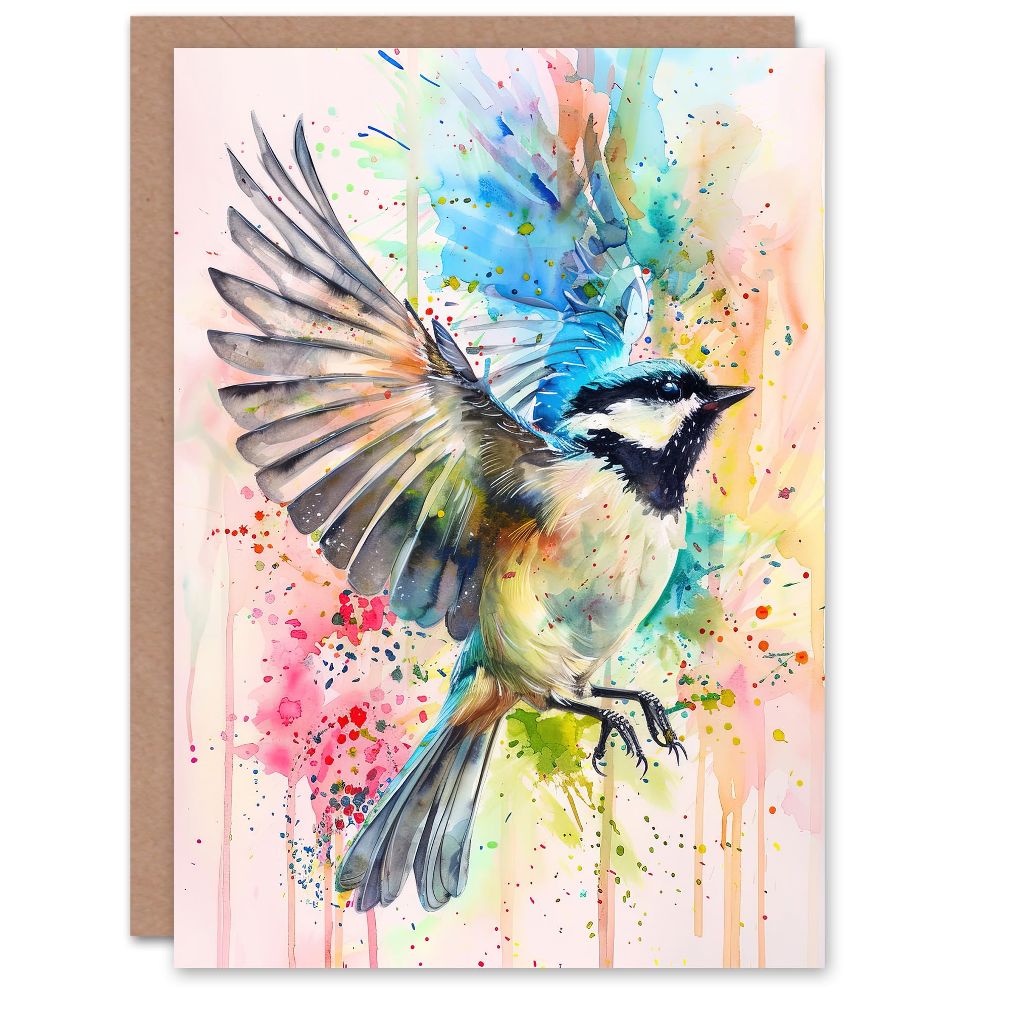 Artery8 Bird in Flight Colourful Watercolour Painting Greeting Birthday Card Him Her All Blank