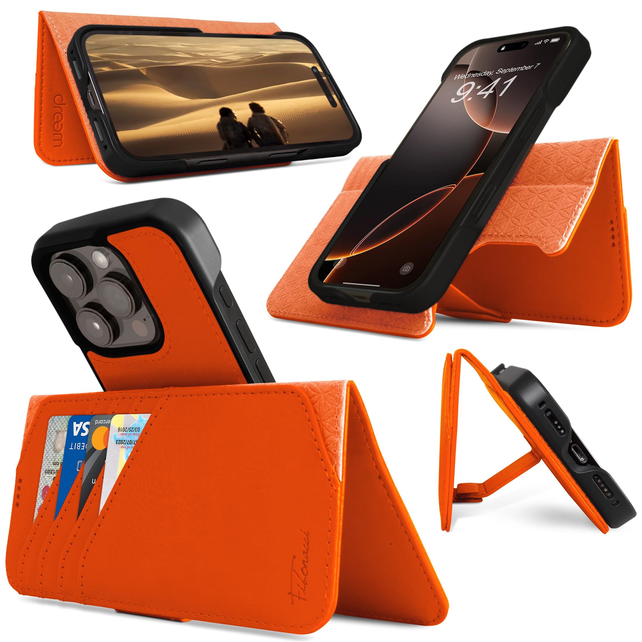 dreem Wallet Case for iPhone 16 Pro Max, Revolutionary Vert/Hor Phone Stand - Image 3