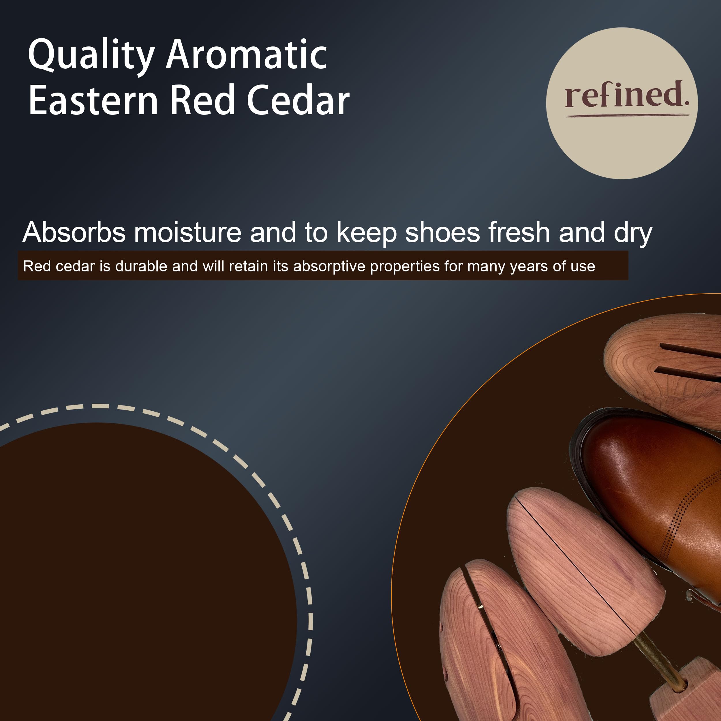 Refined. Embauchoir réglable en cèdre pour homme - Embauchoir en bois de cèdre pour tous les types de chaussures à semelle plate, beige, 44/46 EU