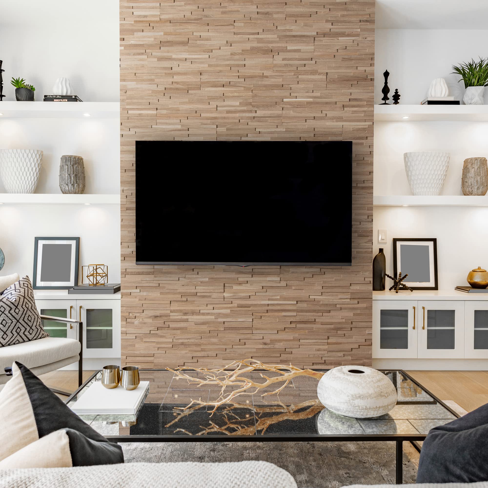 Drewniana okładzina ścienna o wyglądzie 3D, naturalne panele ścienne z drewna dębowego Wooden Wall Design model ACE (1 m2)